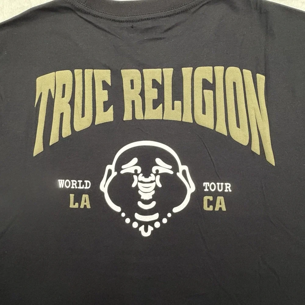 True Religion Buddha World Tour Black T Shirt Size 2XL Mens Retail $62